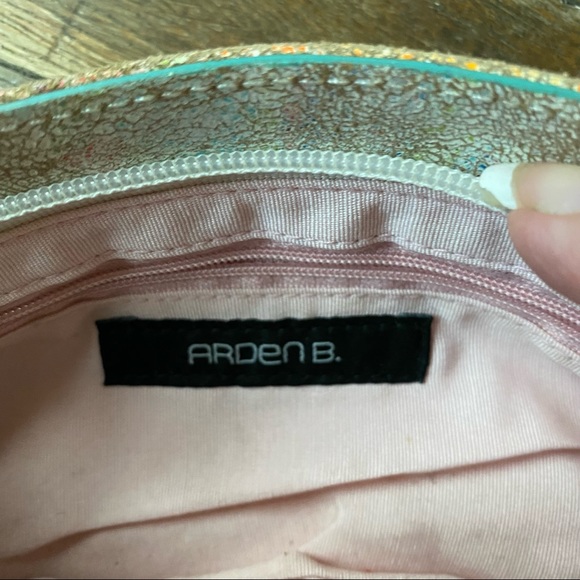 Arden B Cracked Leather Pastel Pink Blue Clutch Distressed Painted Style - Picture 5 of 5